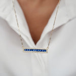 Load image into Gallery viewer, 18K Real Gold Blue Long Stone Necklace
