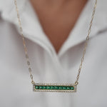 Load image into Gallery viewer, 18K Real Gold Green Long Stone Necklace
