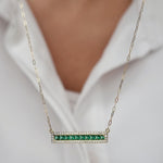 Load image into Gallery viewer, 18K Real Gold Green Long Stone Necklace
