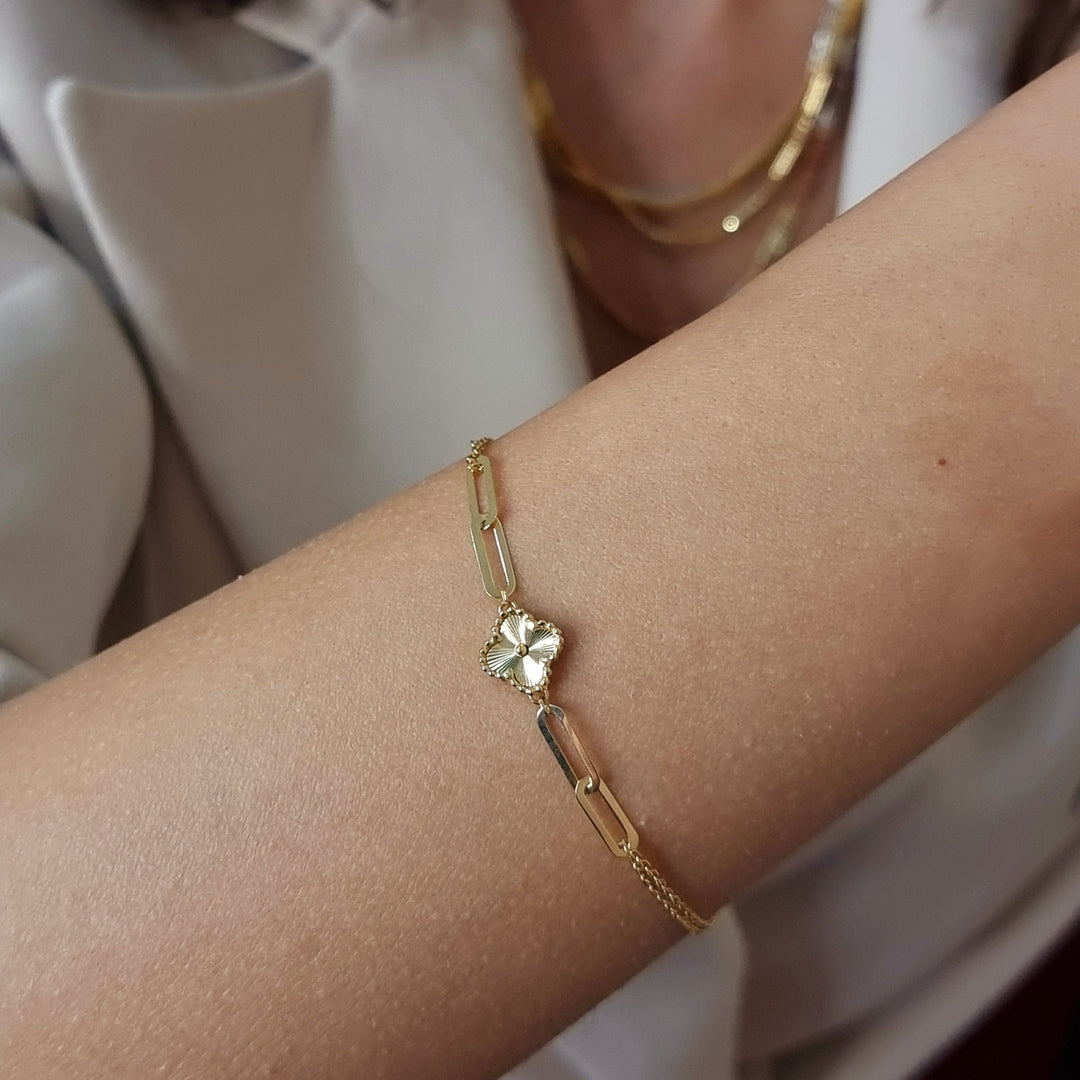 18K Real Gold Elegant Flower Bracelet