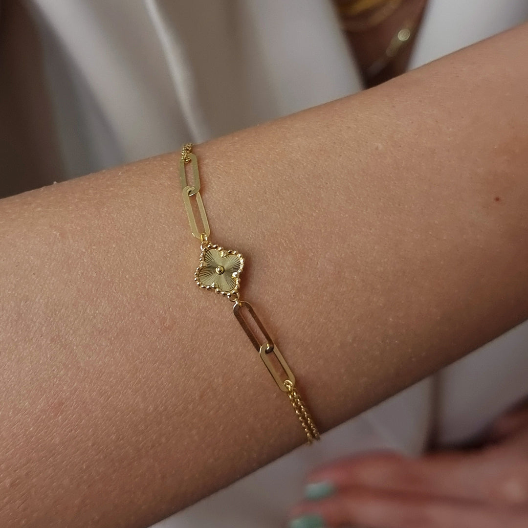 18K Real Gold Elegant Flower Bracelet