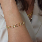 18K Real Gold Oval Linked Bracelet