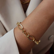 18K Real Gold Oval Linked Bracelet