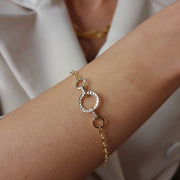 18K Real Gold 2 Color Round Bracelet