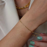 Load image into Gallery viewer, 18K Real Gold Thin Linked Bracelet