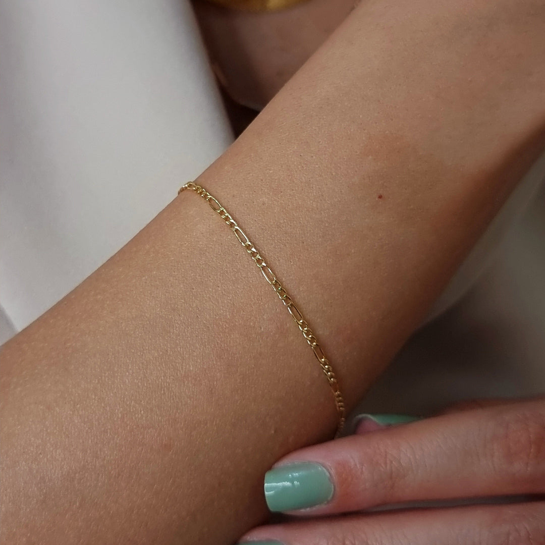 18K Real Gold Thin Linked Bracelet