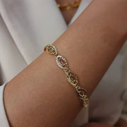 18K Real Gold Oval Linked Bracelet