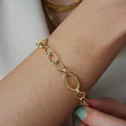 18K Real Gold Oval Linked Bracelet