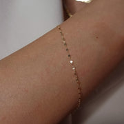 18K Real Gold Thin Glittering Linked Bracelet