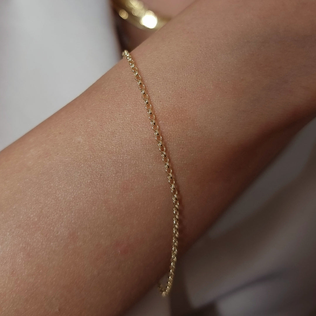 18K Real Gold Thin C.P Linked Bracelet