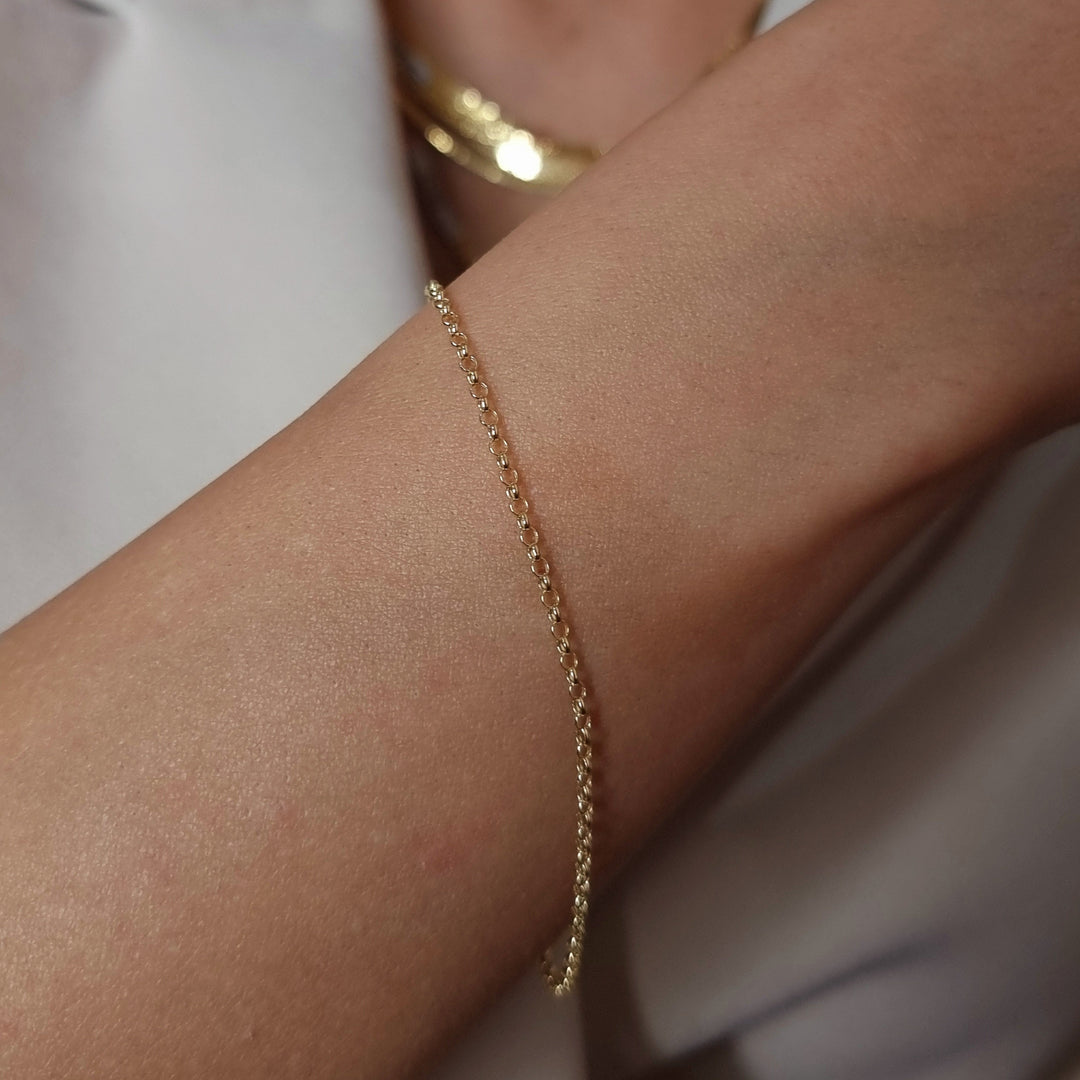 18K Real Gold Thin C.P Linked Bracelet