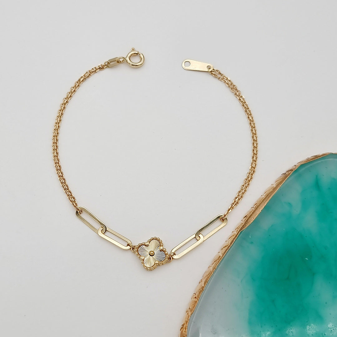 18K Real Gold Elegant Flower Bracelet