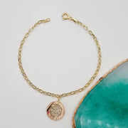 18K Real Gold Hanging Round Bracelet