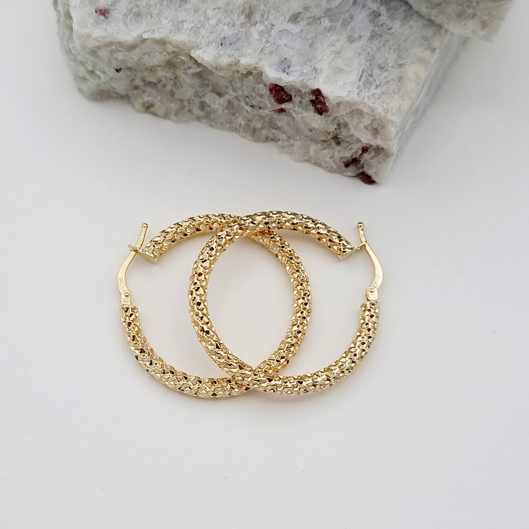 18K Real Gold Round Earrings