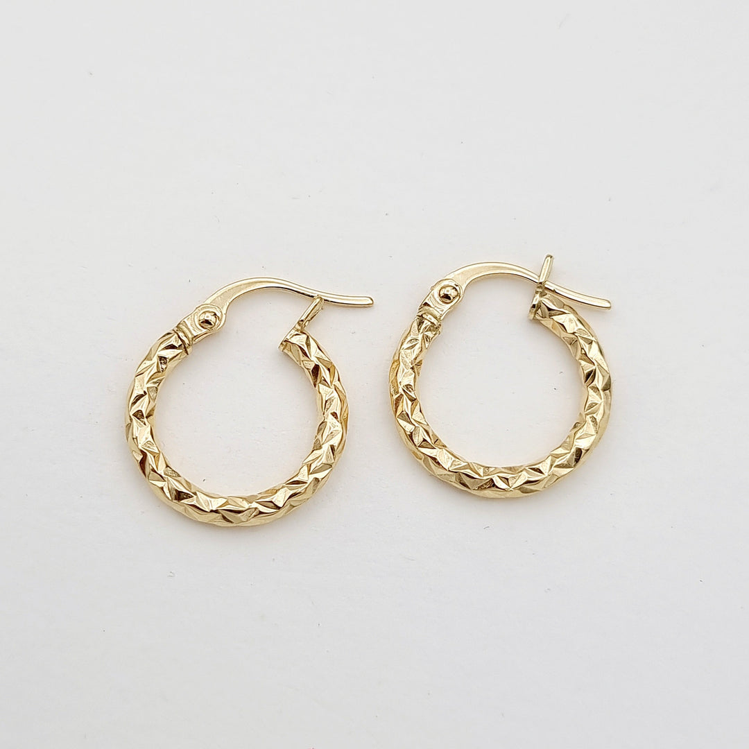 18K Real Gold Round Earrings