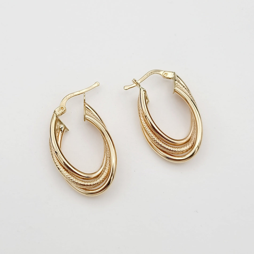 18K Real Gold Oval Layer Earrings