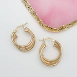 Load image into Gallery viewer, 18K Real Gold Round Layer Earrings