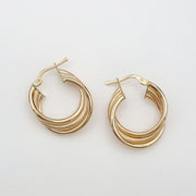 18K Real Gold Round Layer Earrings