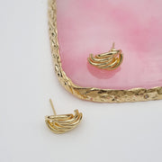 18K Real Gold Curved Layer Earrings