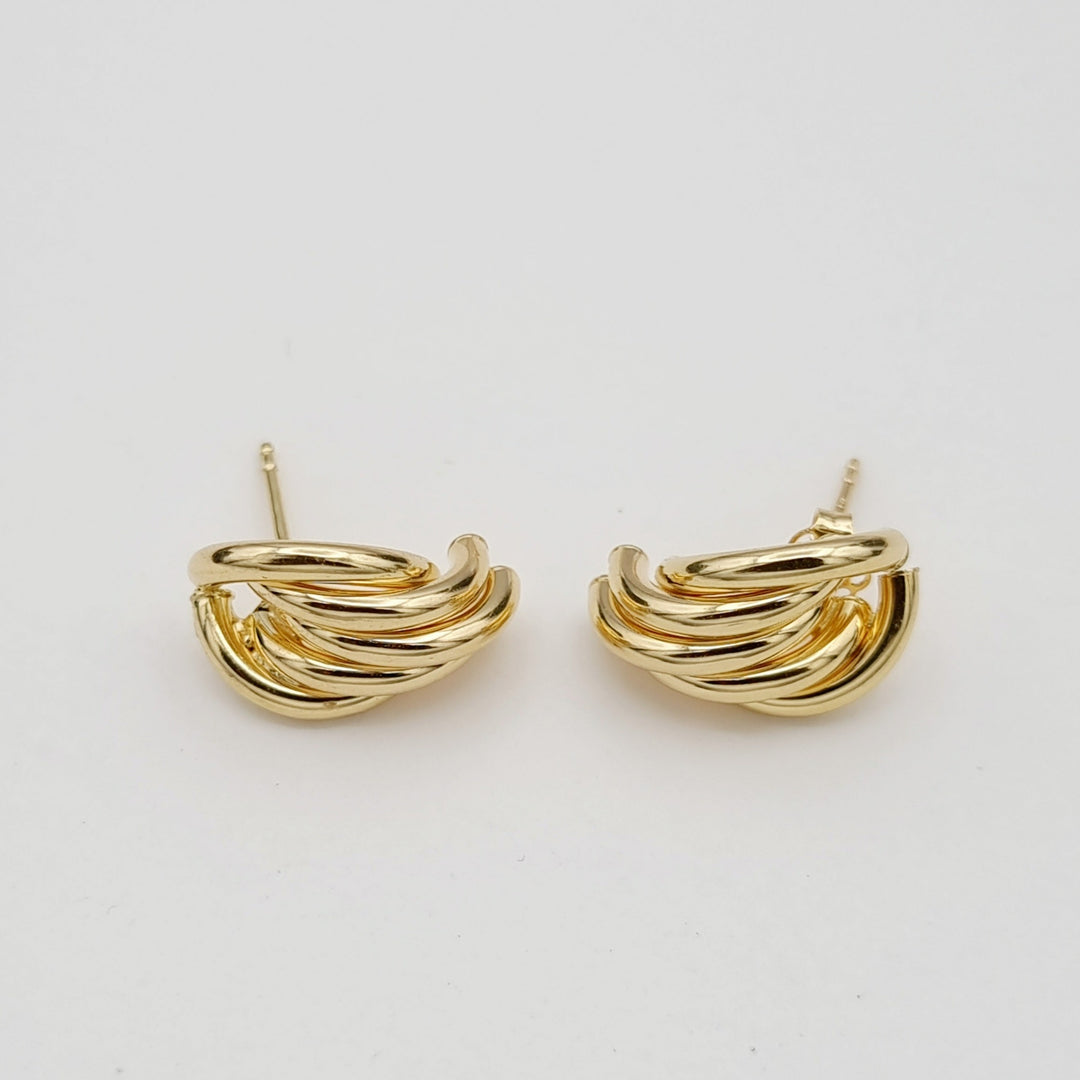 18K Real Gold Curved Layer Earrings