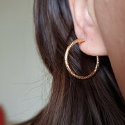 18K Real Gold Round Earrings