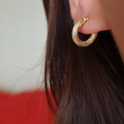 18K Real Gold Round Earrings