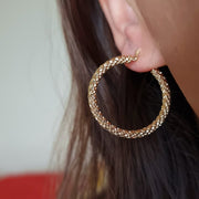 18K Real Gold Round Earrings