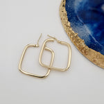 Load image into Gallery viewer, 18K Real Gold Square Earrings