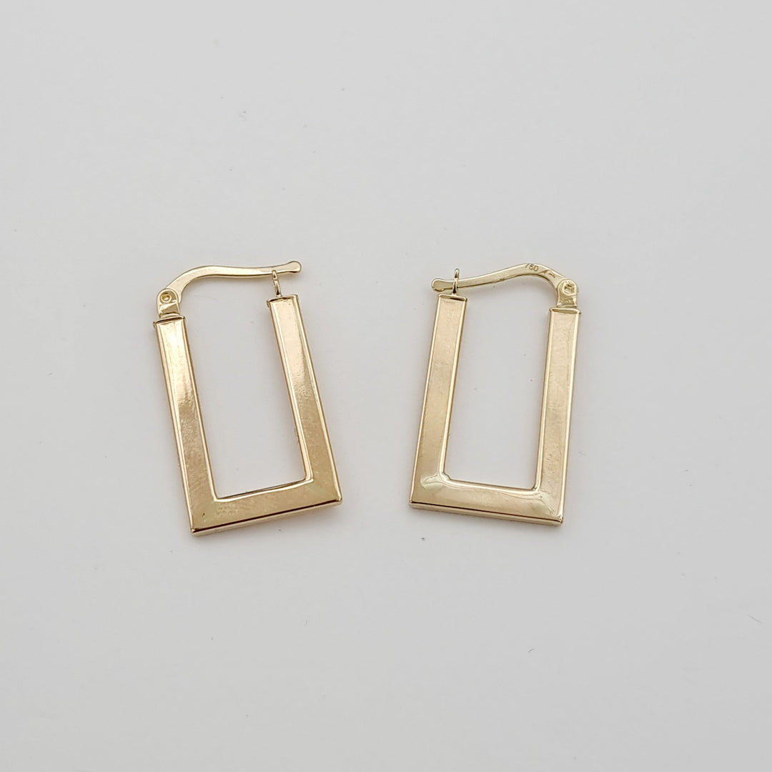 18K Real Gold Square Earrings