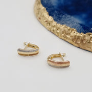 18K Real Gold Curved Clip Earrings