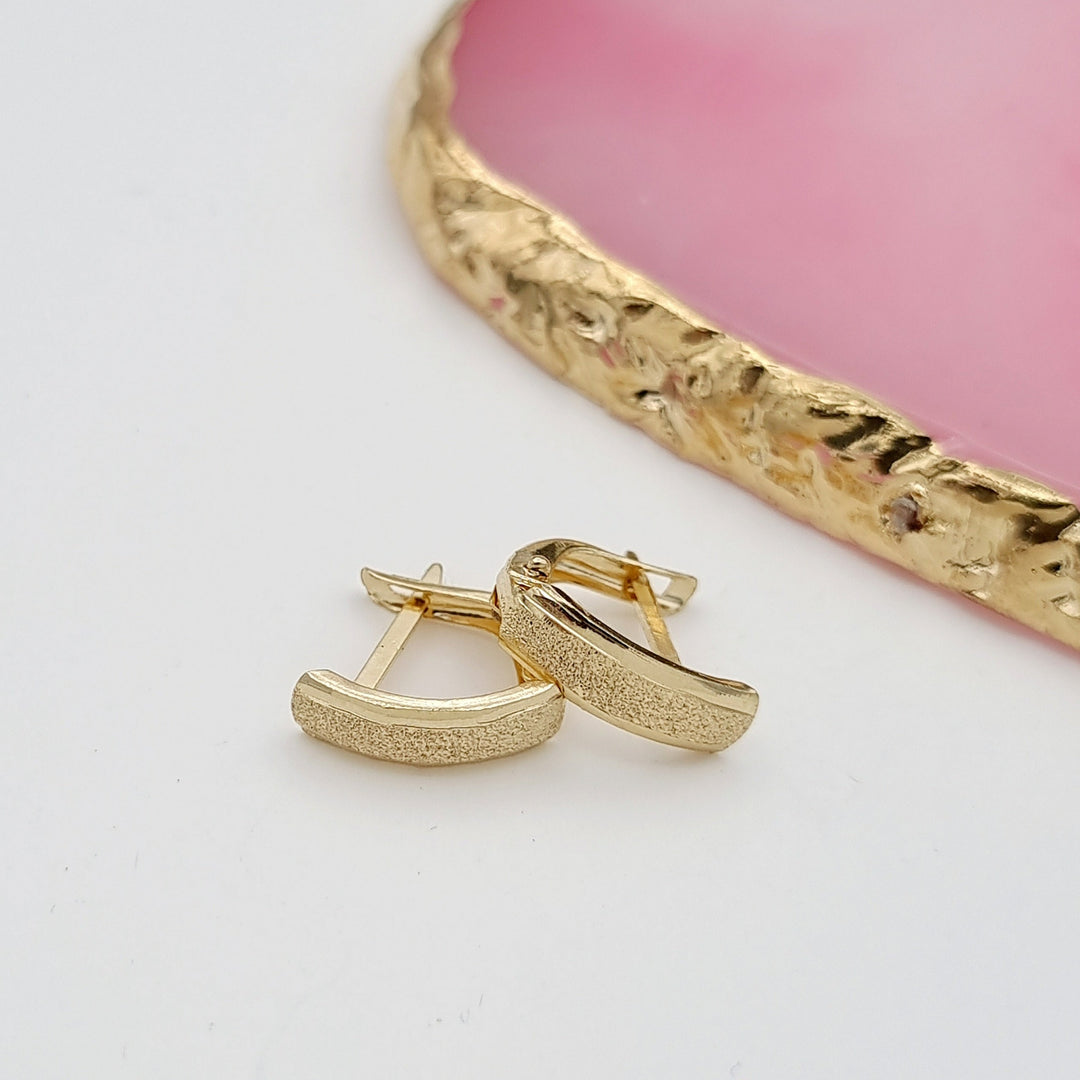 18K Real Gold Curved Clip Earrings