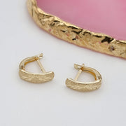 18K Real Gold Curved Clip Earrings