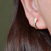 18K Real Gold Curved Clip Earrings