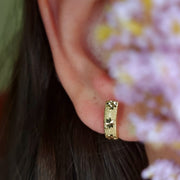 18K Real Gold Curved Clip Earrings