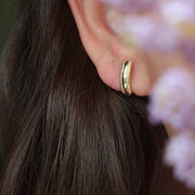 18K Real Gold Curved Clip Earrings