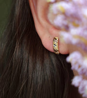 18K Real Gold Curved Clip Earrings