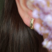 18K Real Gold Curved Clip Earrings