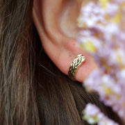 18K Real Gold Curved Clip Earrings