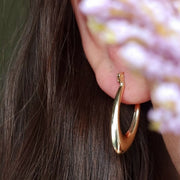 18K Real Gold Oval Earrings