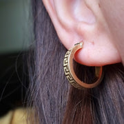 18K Real Gold Round Earrings