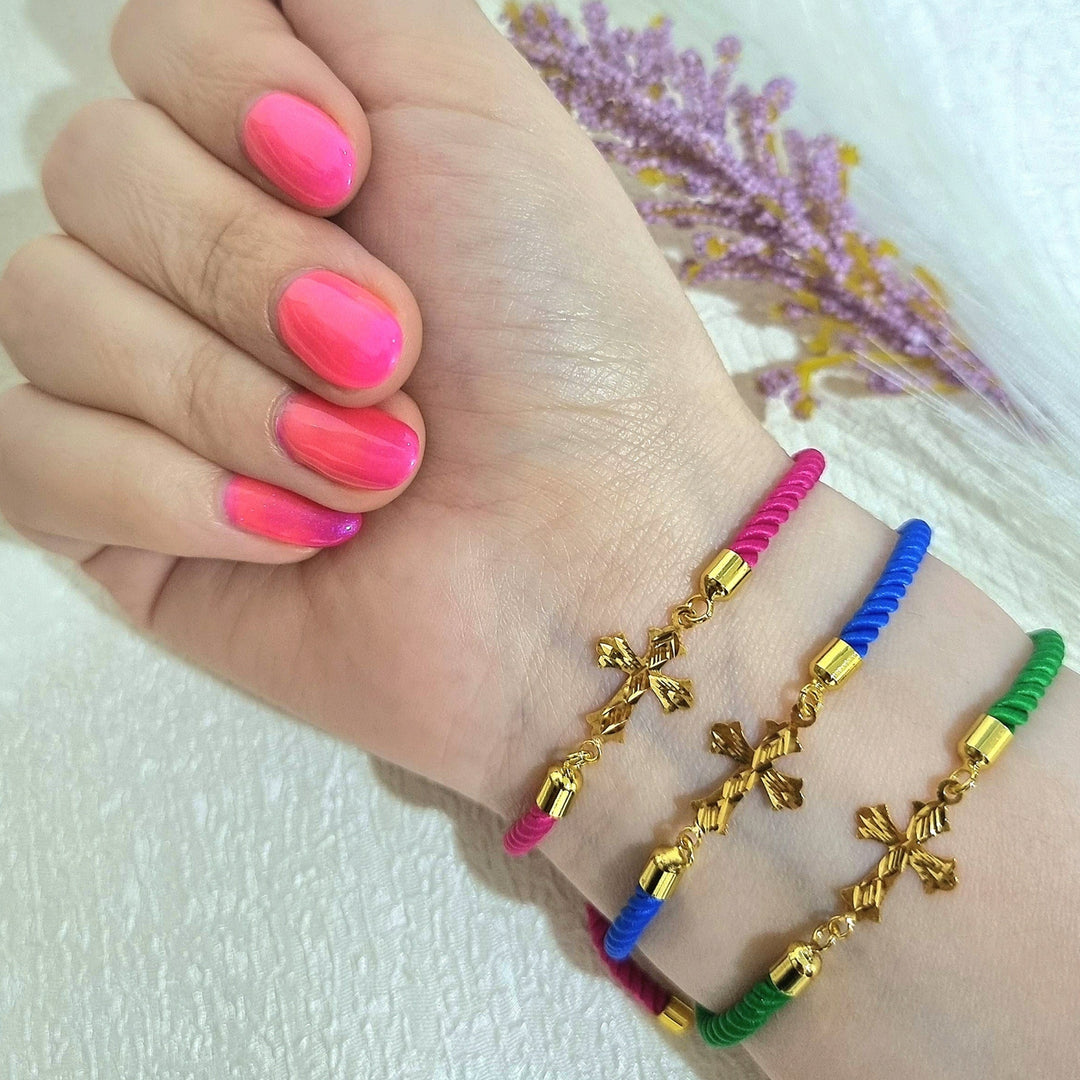 18K Real Gold Thread Cross Bracelet