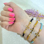 Load image into Gallery viewer, 18K Real Gold Thread Cross Bracelet
