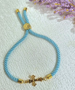 Load image into Gallery viewer, 18K Real Gold Thread Cross Bracelet
