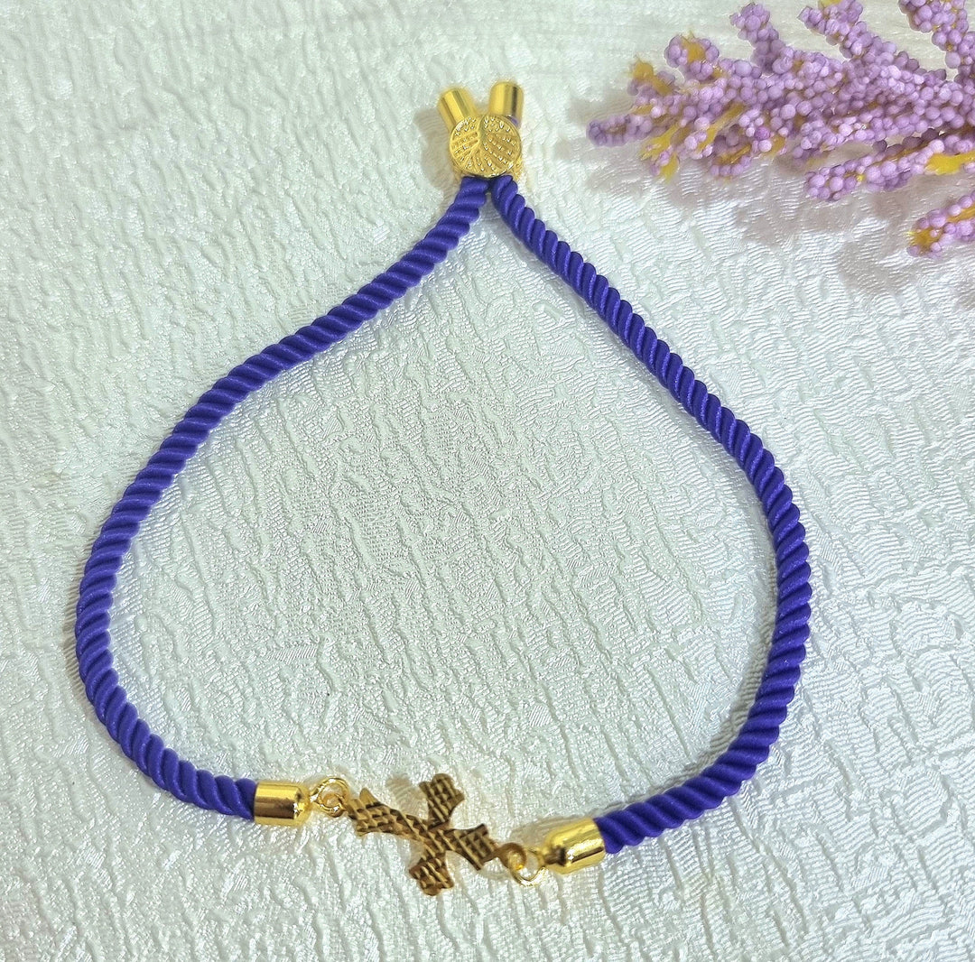 18K Real Gold Thread Cross Bracelet