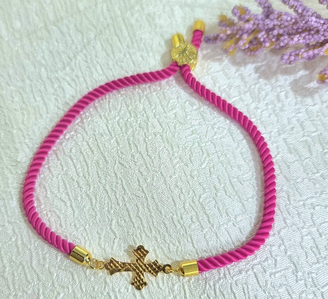 18K Real Gold Thread Cross Bracelet