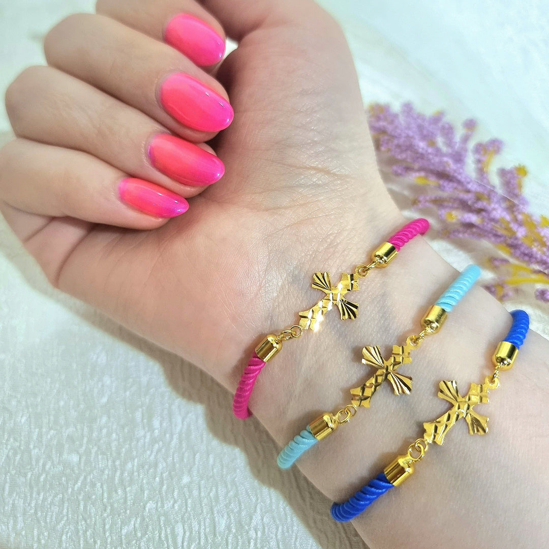 18K Real Gold Thread Cross Bracelet