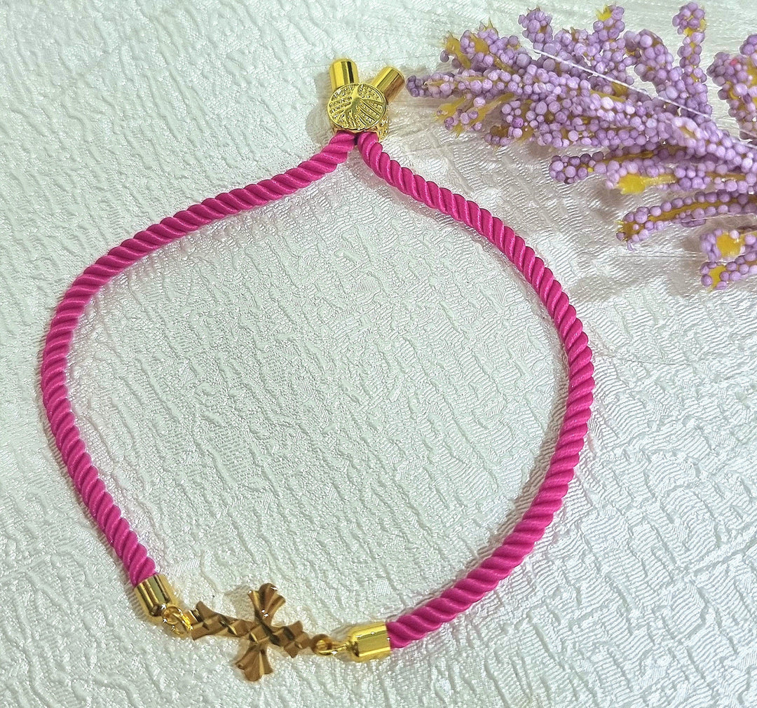 18K Real Gold Thread Cross Bracelet
