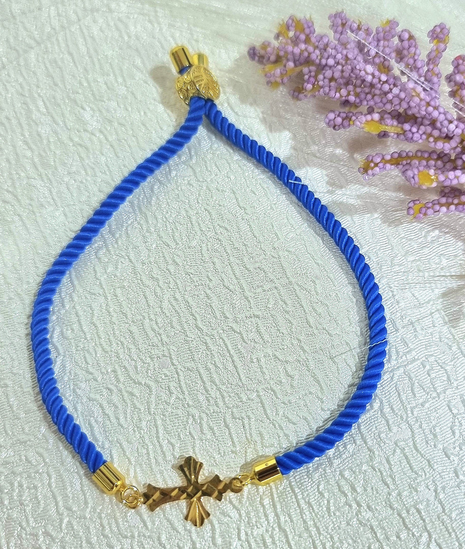 18K Real Gold Thread Cross Bracelet