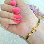 Load image into Gallery viewer, 18K Real Gold Thread Cross Bracelet
