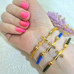 Load image into Gallery viewer, 18K Real Gold Thread Cross Bracelet
